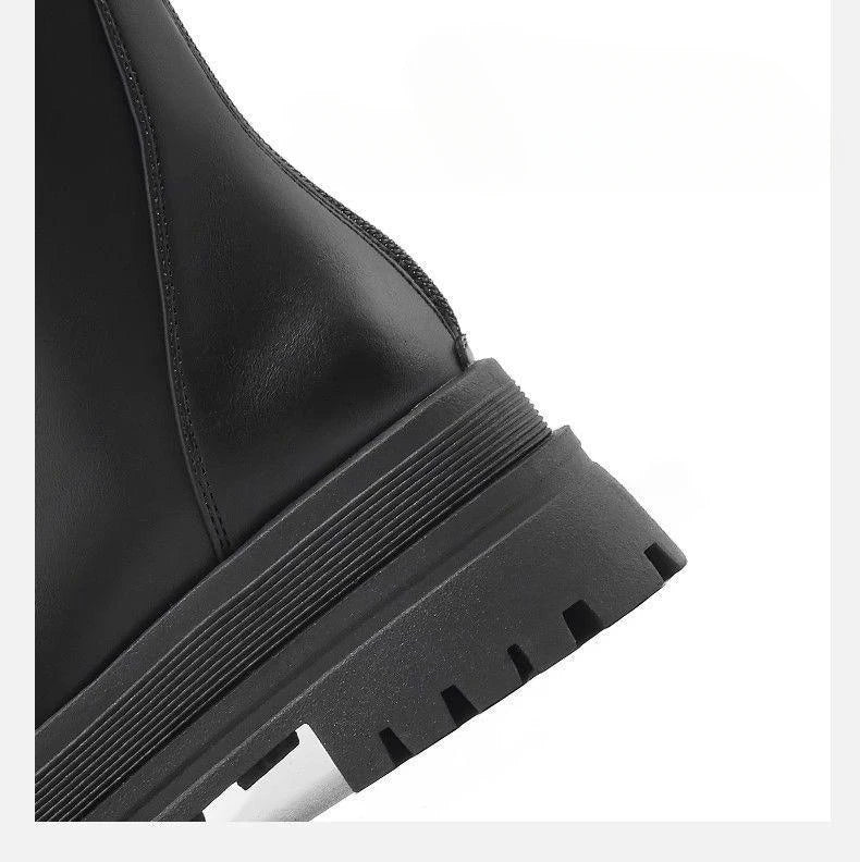 Damenschuhe 2024, Plattform, Herbst-Winter, langer Stiefel, kniehohe Damenstiefel, seitlicher Reißverschluss, bequemer quadratischer Absatz, schwarzer hoher Stiefel