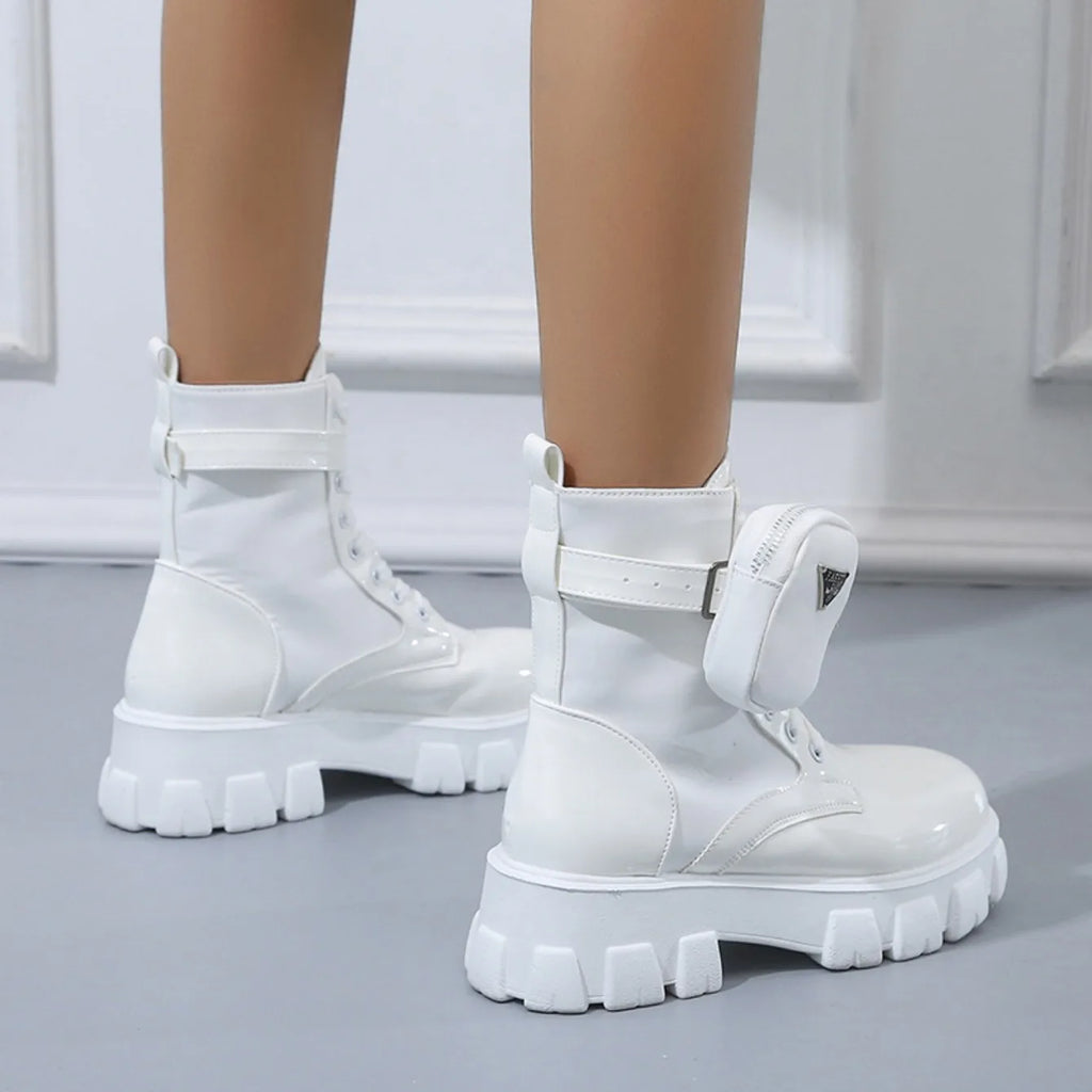 Frauen Stiefel Motorrad Casual Schuhe Neue Frau Leder Minimalistischen Klassischen Punk Weibliche Mary Jane Goth Schuhe Plattform Stiefel Frauen