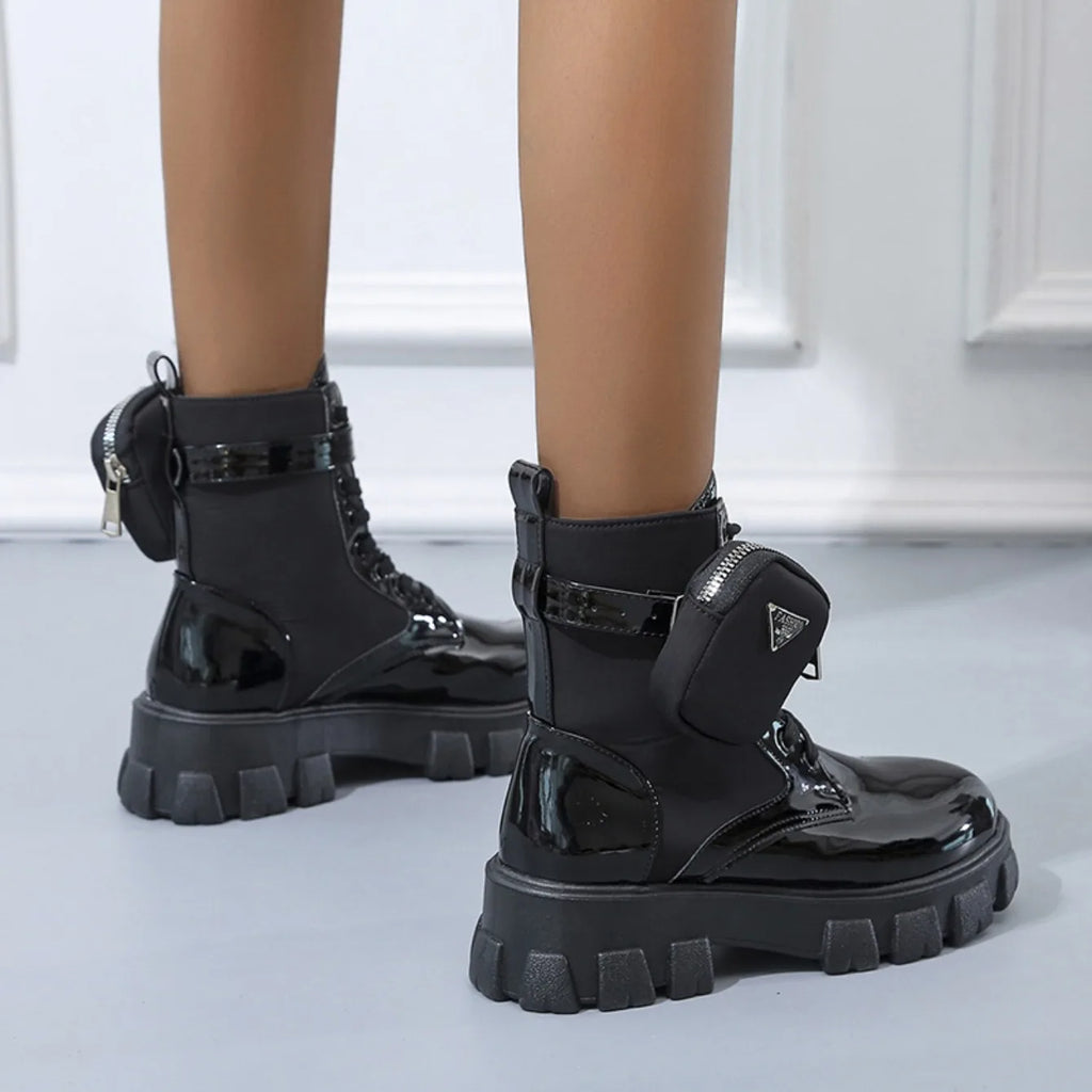 Frauen Stiefel Motorrad Casual Schuhe Neue Frau Leder Minimalistischen Klassischen Punk Weibliche Mary Jane Goth Schuhe Plattform Stiefel Frauen