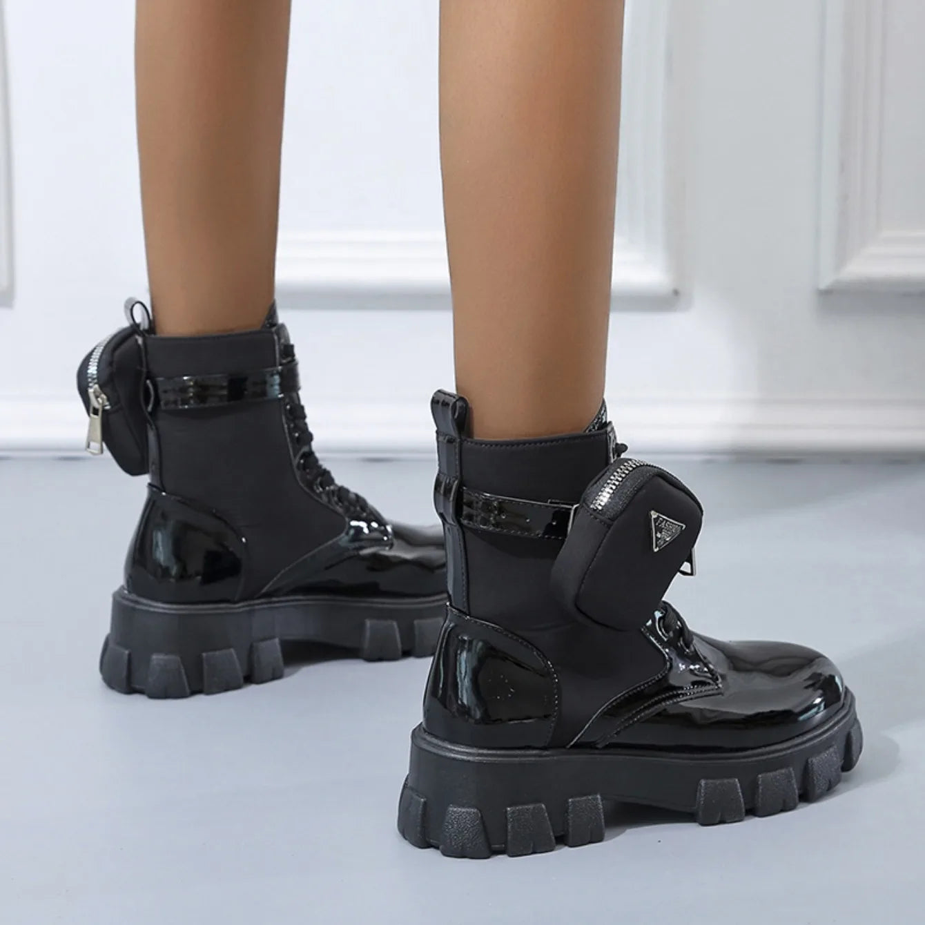 Frauen Stiefel Motorrad Casual Schuhe Neue Frau Leder Minimalistischen Klassischen Punk Weibliche Mary Jane Goth Schuhe Plattform Stiefel Frauen