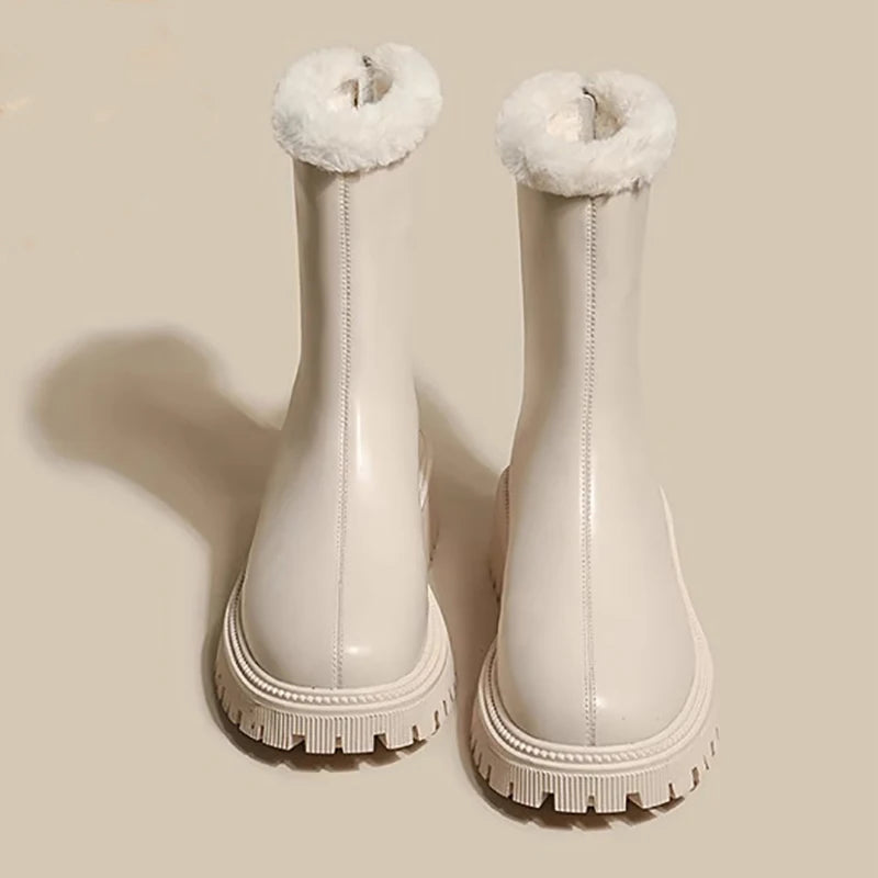 2025, Winter Frauen Warme Plüsch Stiefeletten Komfort Nicht Slip Große Größe Schuhe Concise Baumwolle Kurze Botas De Mujer