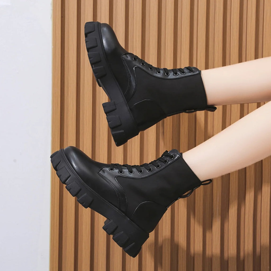 Frauen Stiefel Motorrad Casual Schuhe Neue Frau Leder Minimalistischen Klassischen Punk Weibliche Mary Jane Goth Schuhe Plattform Stiefel Frauen