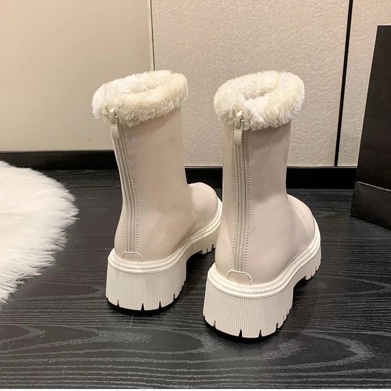 2025, Winter Frauen Warme Plüsch Stiefeletten Komfort Nicht Slip Große Größe Schuhe Concise Baumwolle Kurze Botas De Mujer