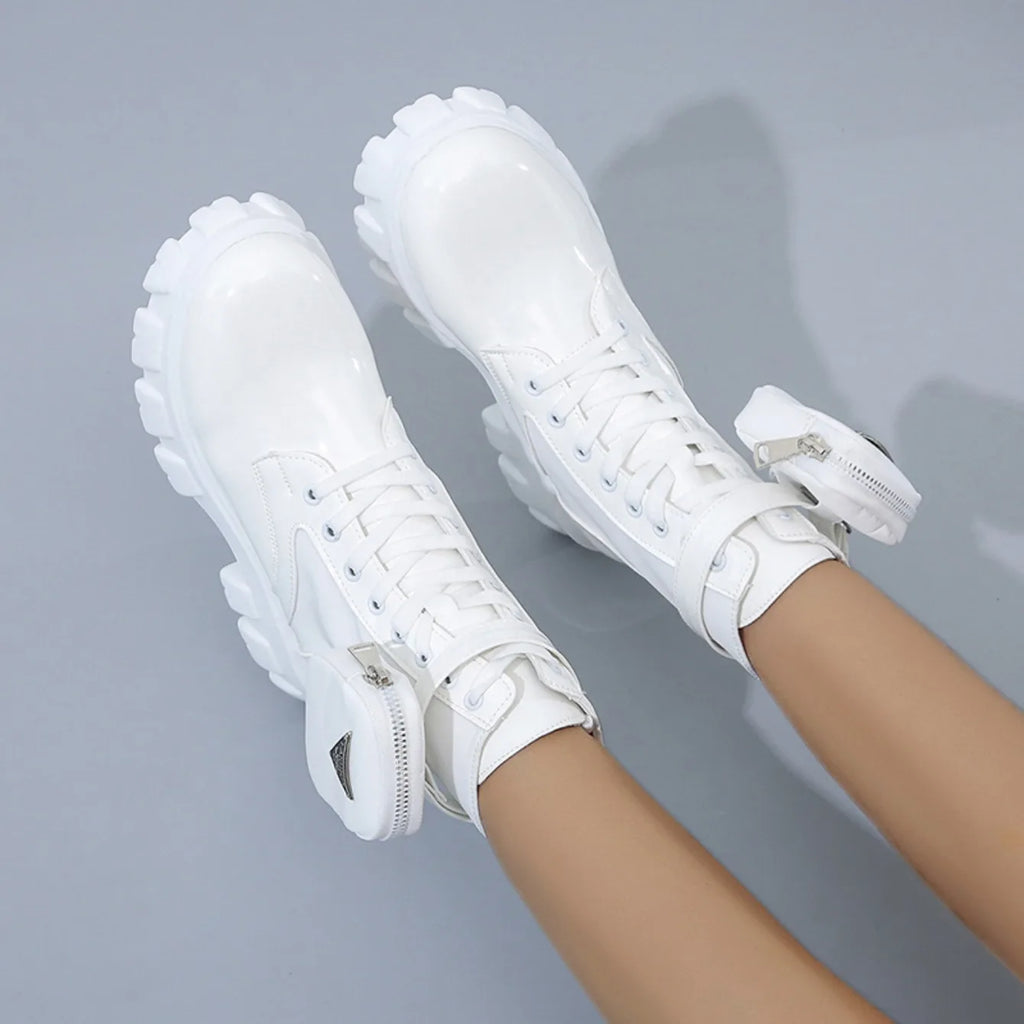 Frauen Stiefel Motorrad Casual Schuhe Neue Frau Leder Minimalistischen Klassischen Punk Weibliche Mary Jane Goth Schuhe Plattform Stiefel Frauen