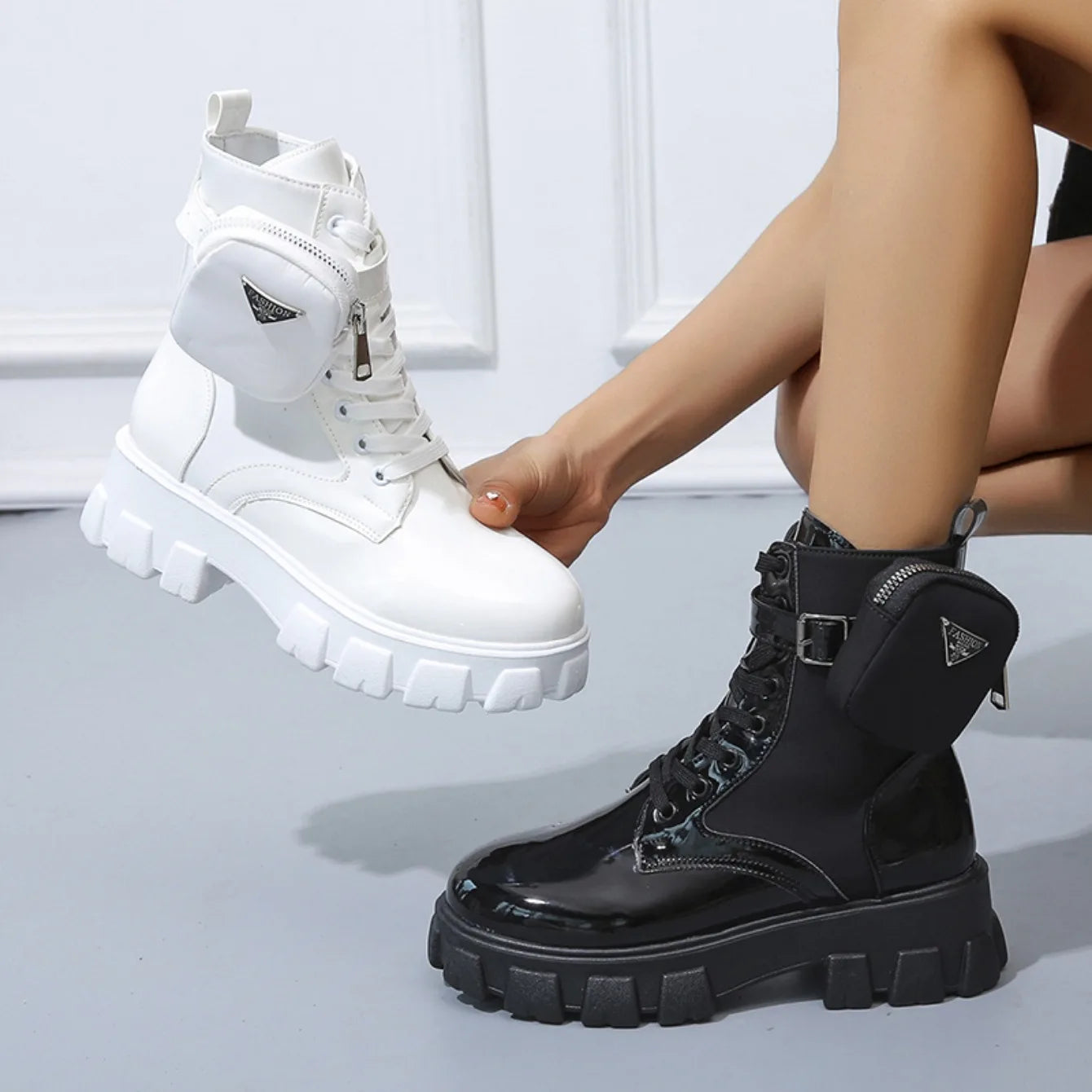 Frauen Stiefel Motorrad Casual Schuhe Neue Frau Leder Minimalistischen Klassischen Punk Weibliche Mary Jane Goth Schuhe Plattform Stiefel Frauen