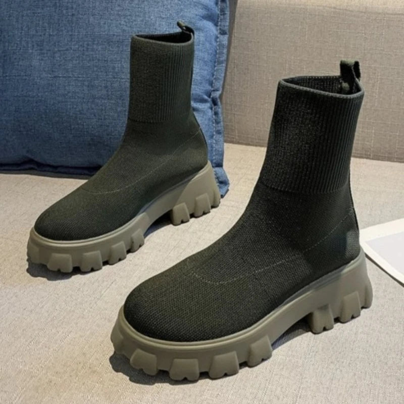 Sexy frauen Stiefel Mode Elastische Socke Stiefel für Frauen Komfort Atmungsaktive Plattform Schuhe Große Größe Frauen Stiefeletten Botas Mujer