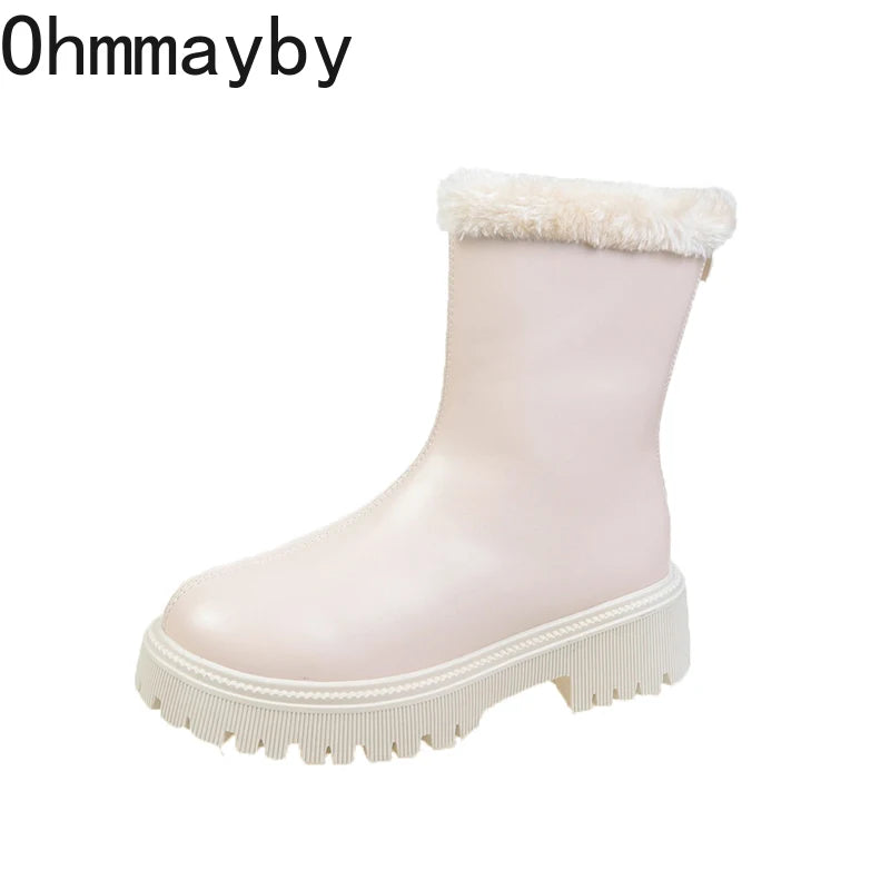 2025, Winter Frauen Warme Plüsch Stiefeletten Komfort Nicht Slip Große Größe Schuhe Concise Baumwolle Kurze Botas De Mujer